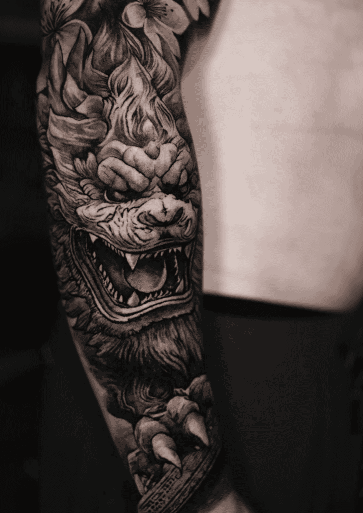 Shishi Lion Fierce Tattoo