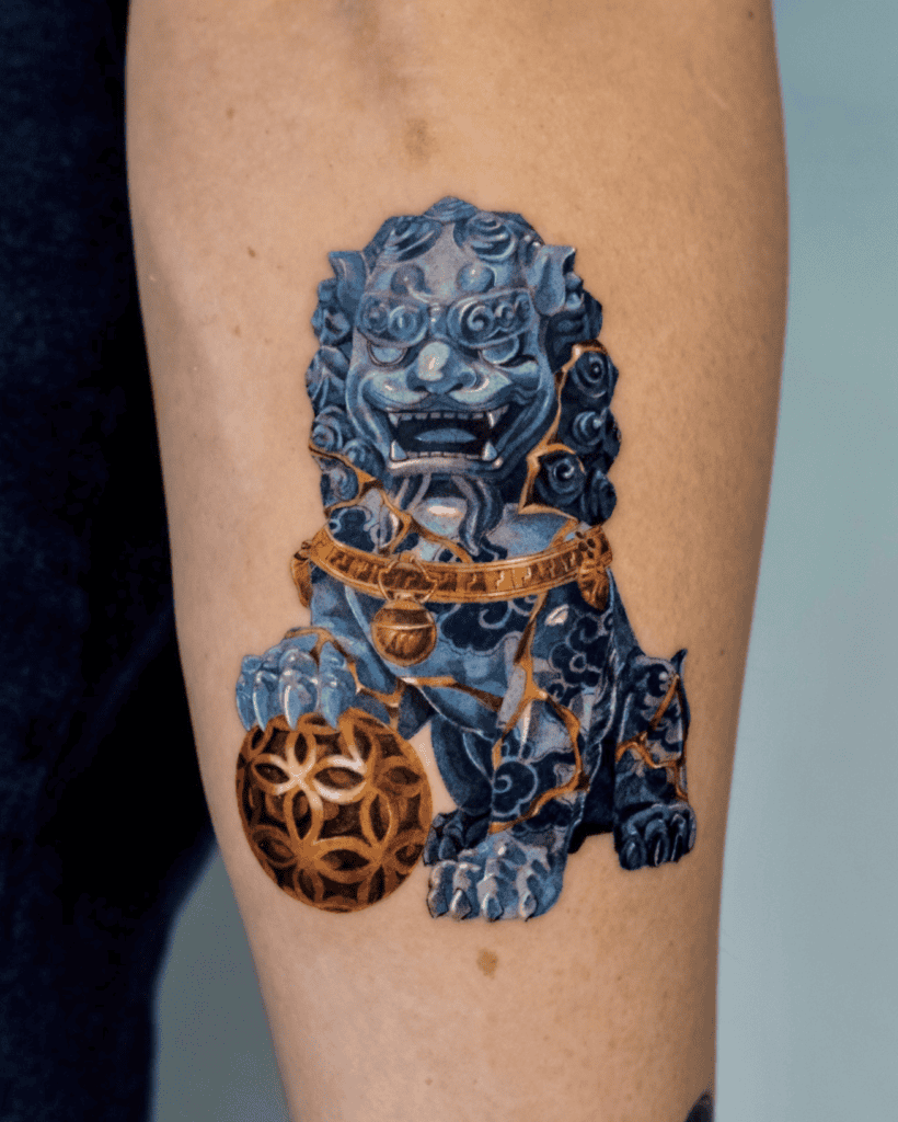 Shishi Lion Gold Tattoo