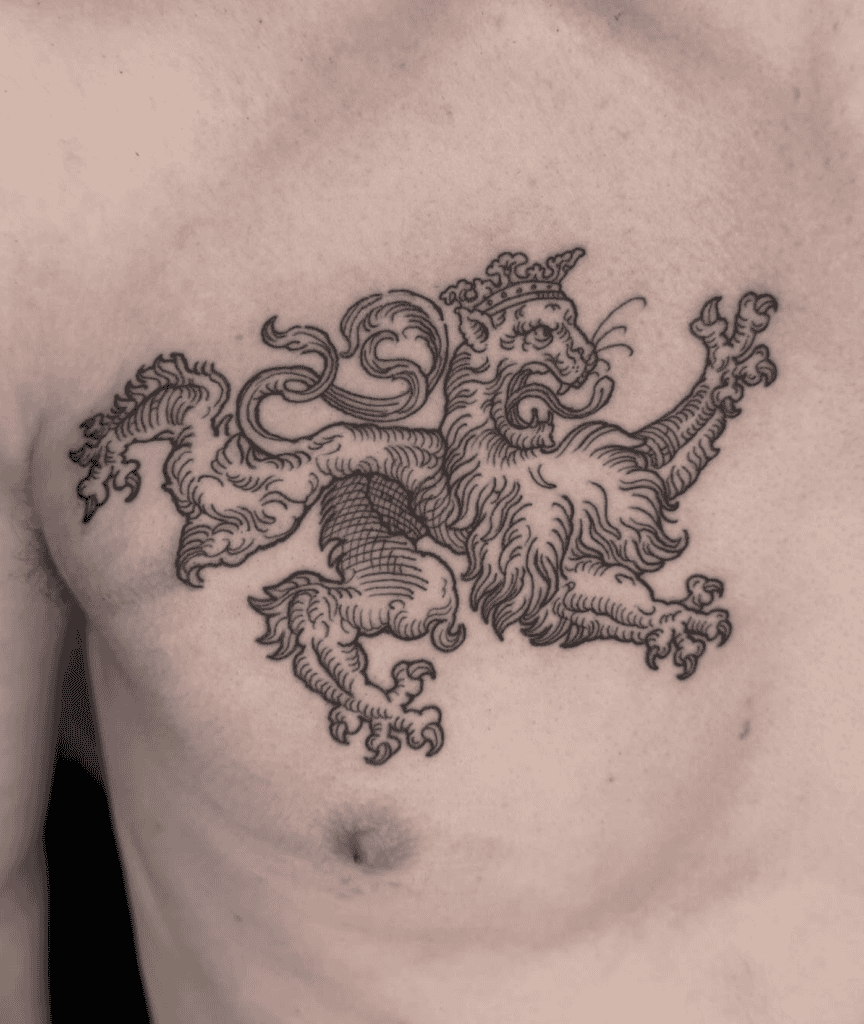 Heraldic Lion Fierce Tattoo