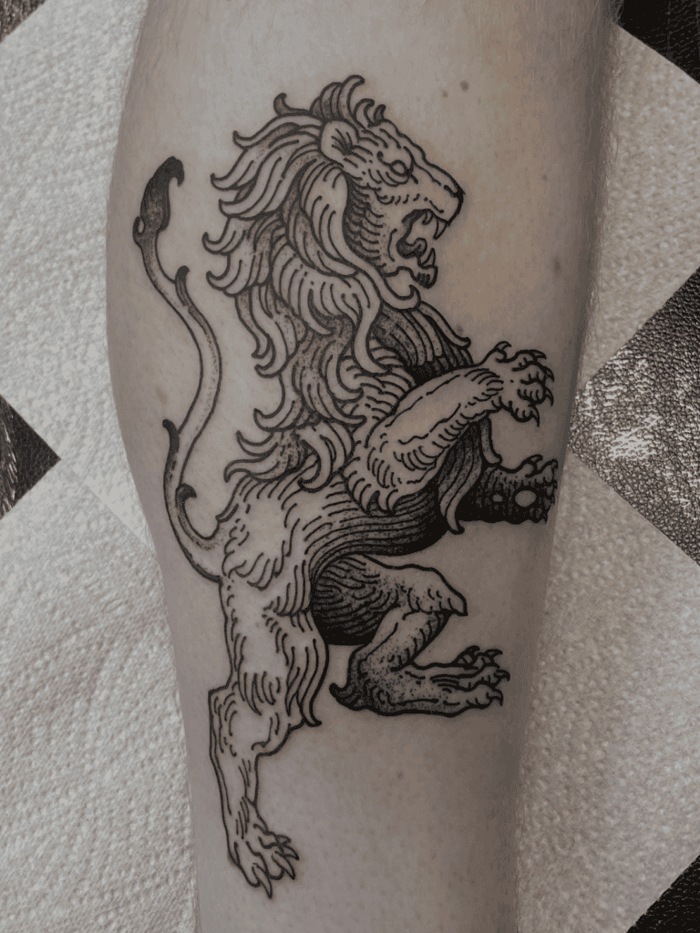 Heraldic Lion Simple Tattoo