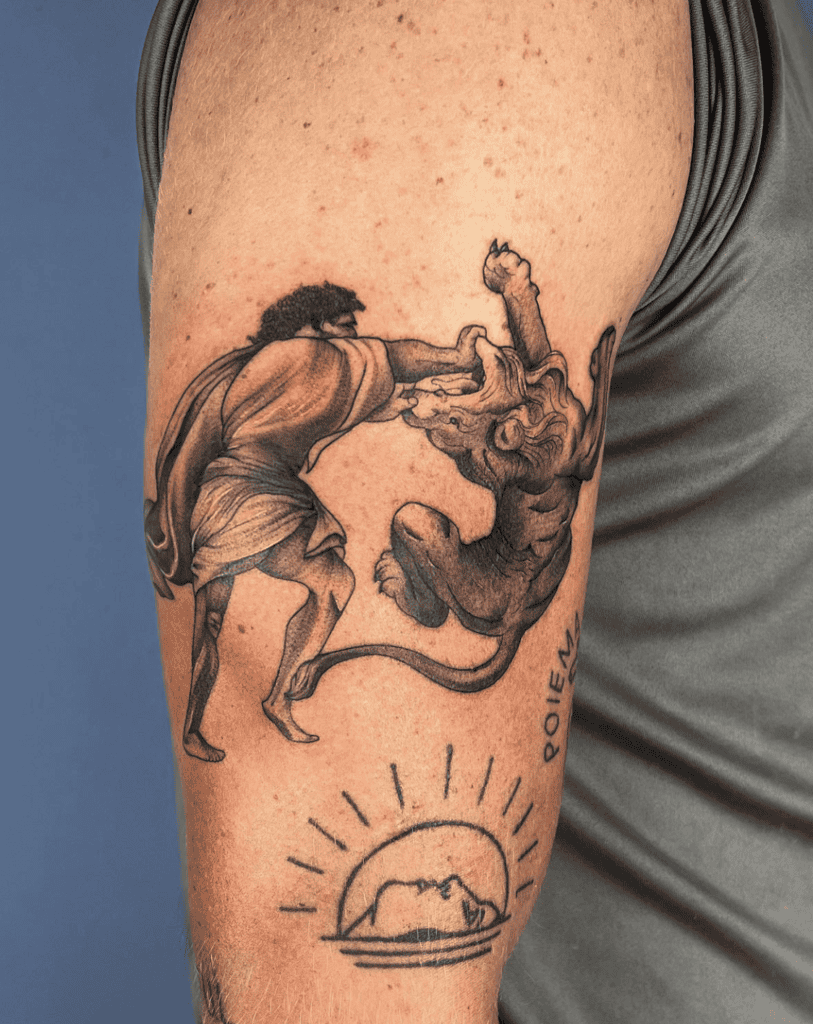 Samsons Lion Battle Tattoo