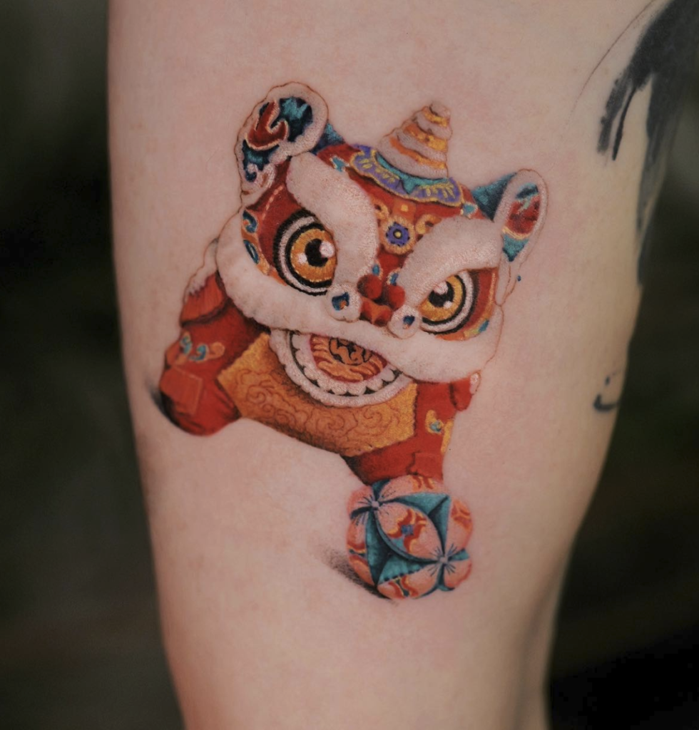 Lion Dance Ball Lion Tattoo