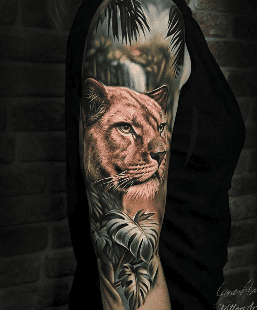 Miscellaneous Lion Jungle Tattoo
