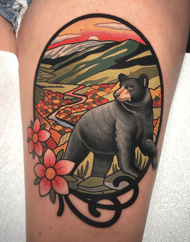American Black Bear Frame Tattoo