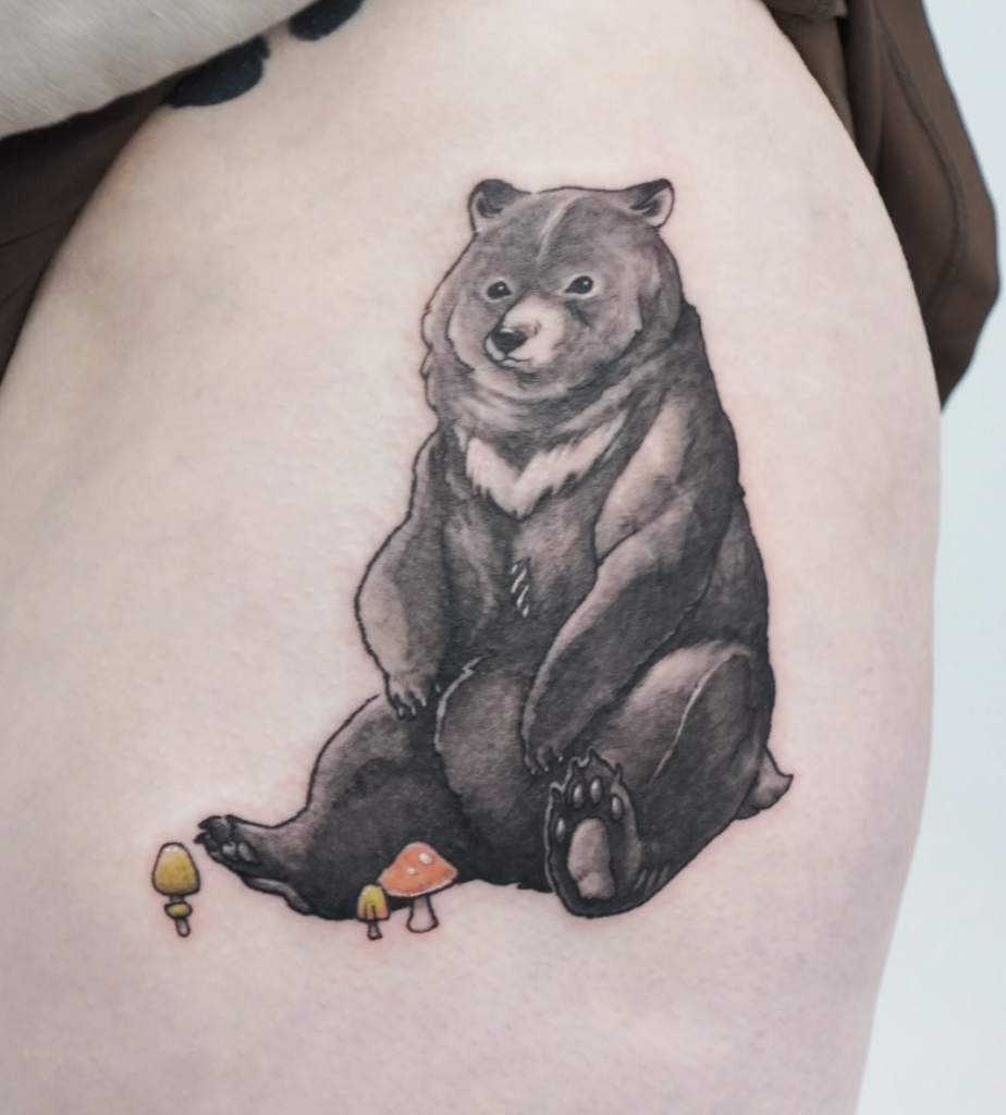 Formosan Black Bear Mushroom Tattoo