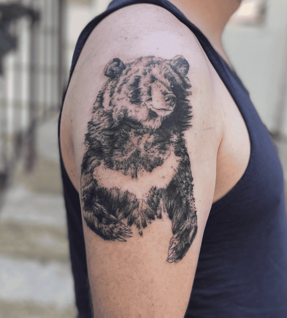 Asian Black Bear Simple Tattoo