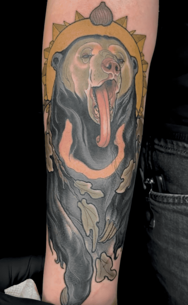 Sun Bear Yawn Tattoo
