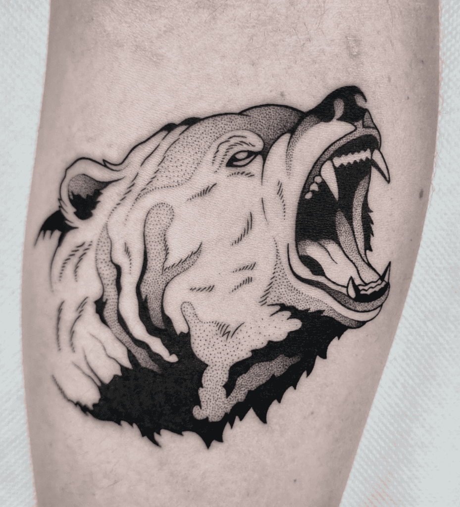 Syrian Brown Bear Roar Tattoo