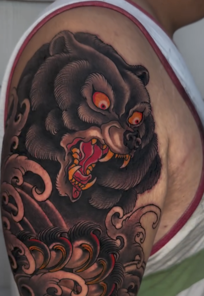 Japanese Black Bear Tattoo
