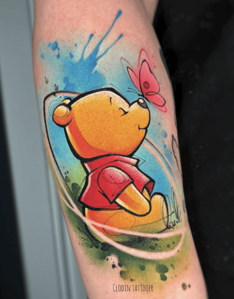 Winnie-the-Pooh Butterfly Bear Tattoo