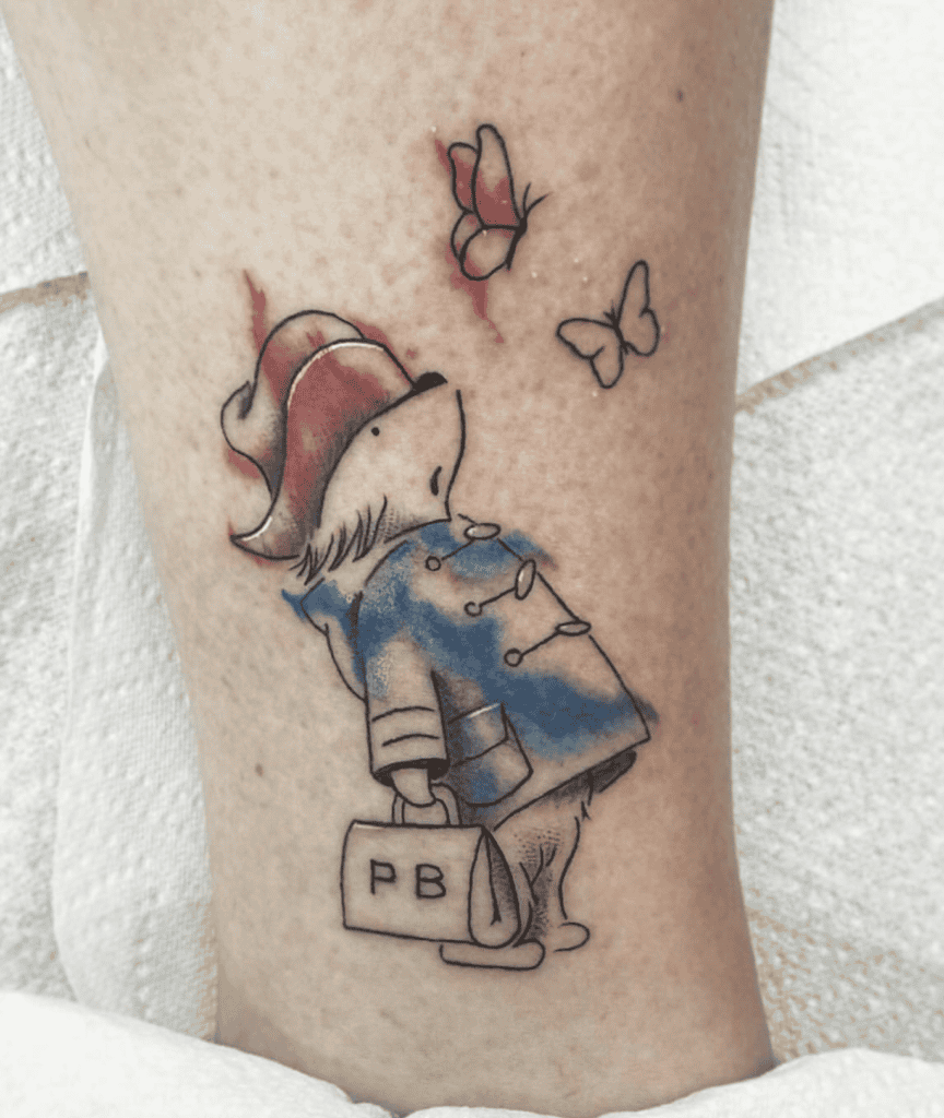 Paddington Bear Butterfly Tattoo