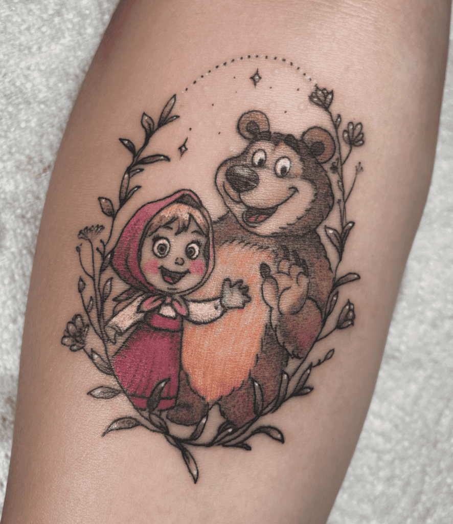 Masha and the Bear Frame Tattoo