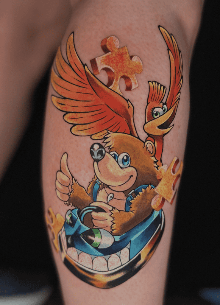Banjo Puzzle Bear Tattoo