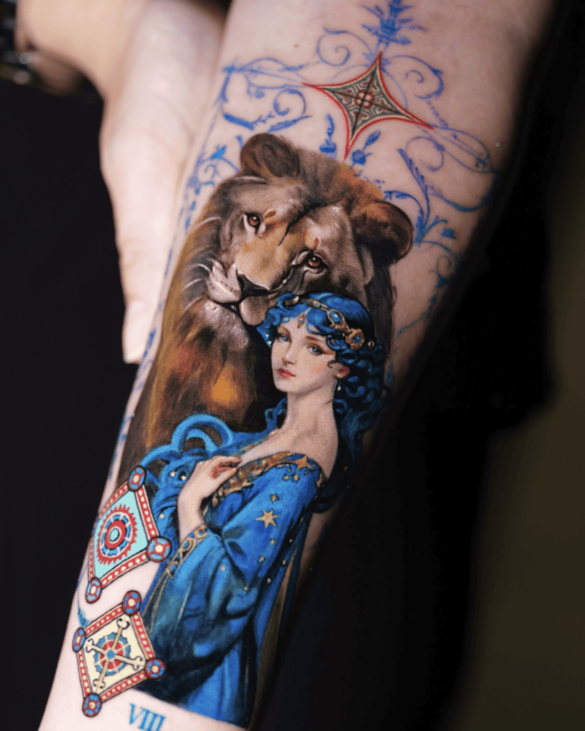 Strength Lion Major Arcana Tattoo