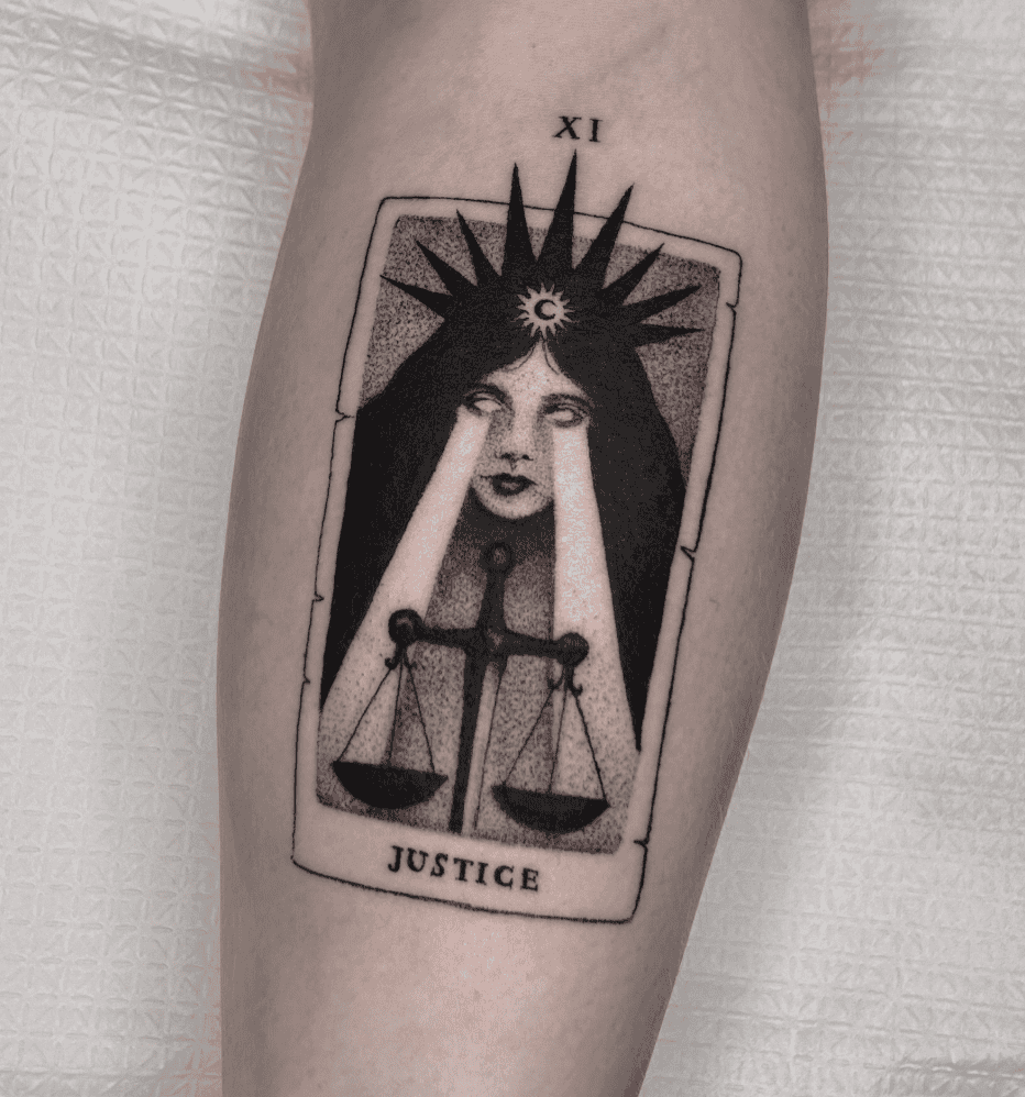 Justice Card Major Arcana Tattoo
