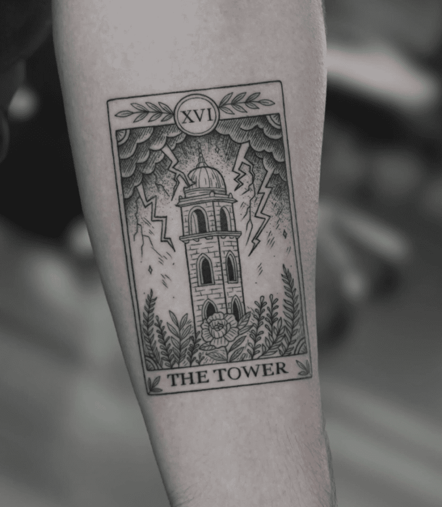 The Tower Card Major Arcana Tattoo