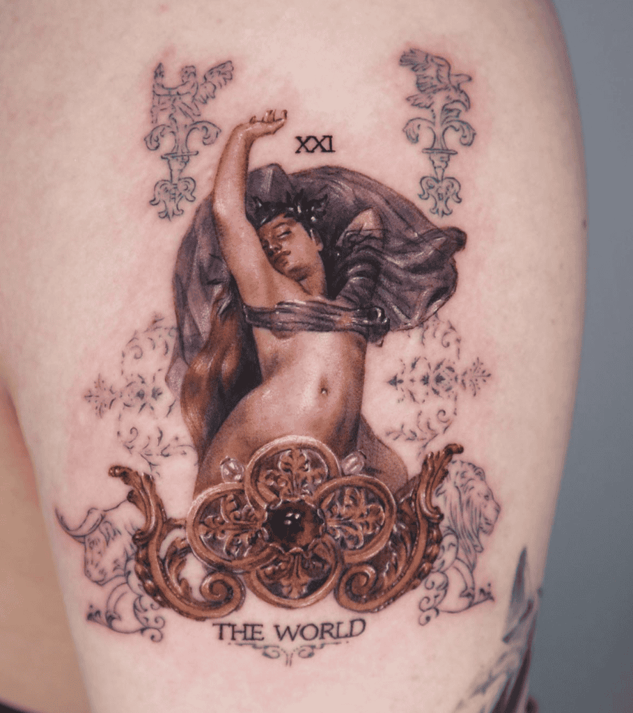 The World 21 Major Arcana Tattoo
